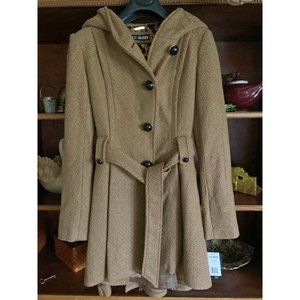 STEVE MADDEN Belted & Hooded Coat - Camel
